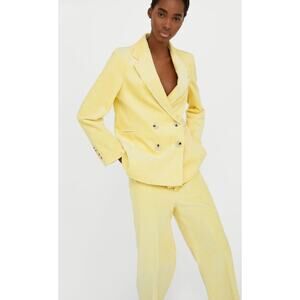 Zara Women’s Yellow Corduroy double-breasted Blazer size L